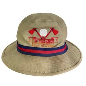 Town Talk Golf Classic Bucket Hat Khaki Red Stripe Made in‎ USA One Size